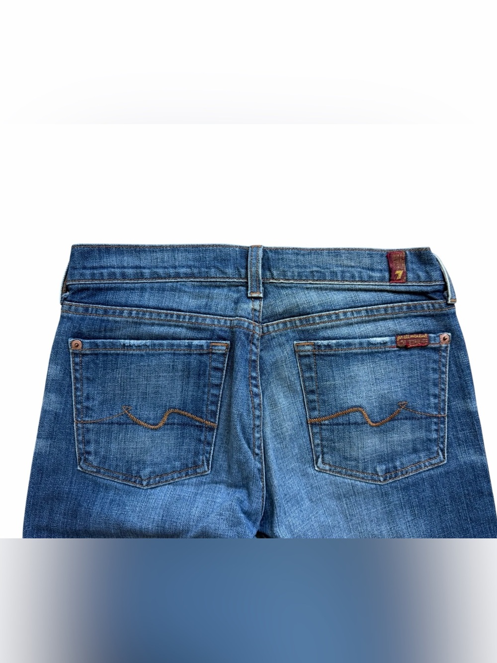 7 for All Mankind Low Rise Bootcut Jeans Womens 27 Dark Blue Denim Stretch Fit - Picture 5 of 6